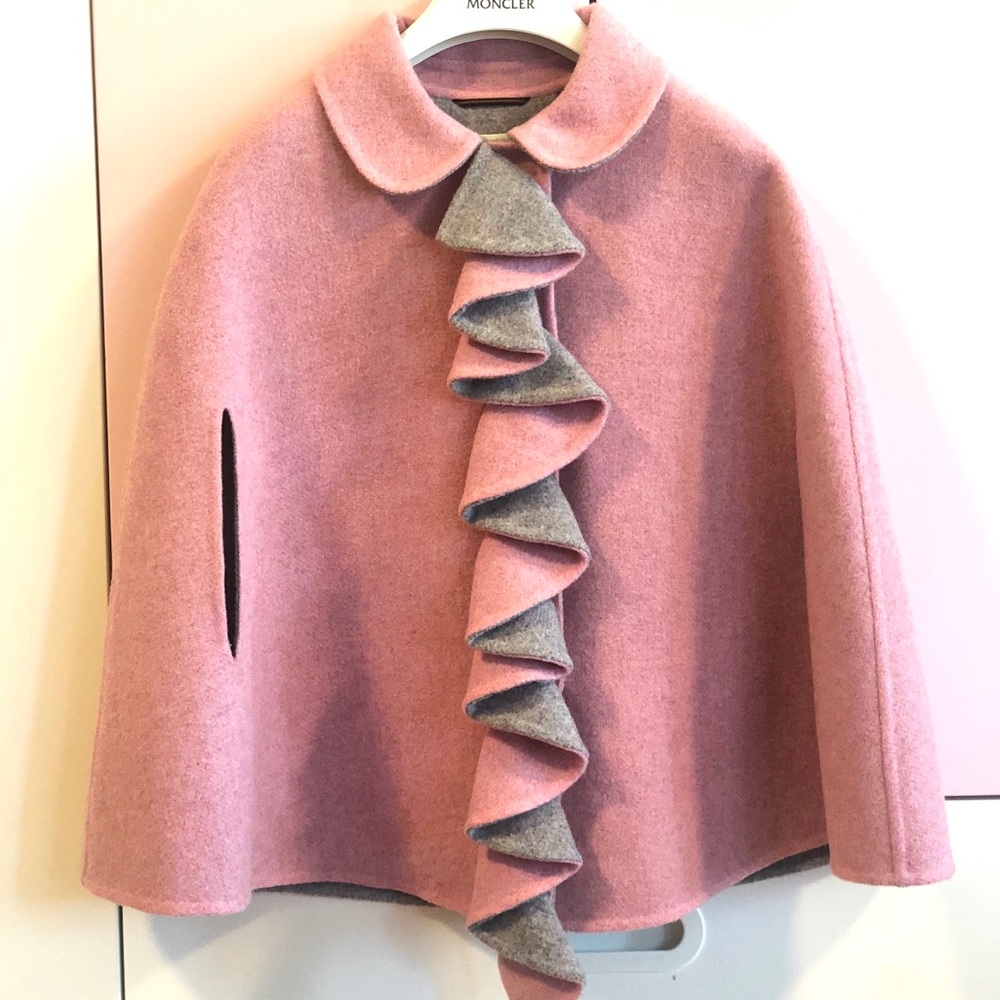 Fendi Pink & Grey Wool Cape Coat
